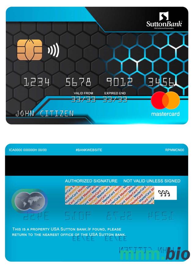 USA Sutton bank przykład karty mastercard w formacie PSD